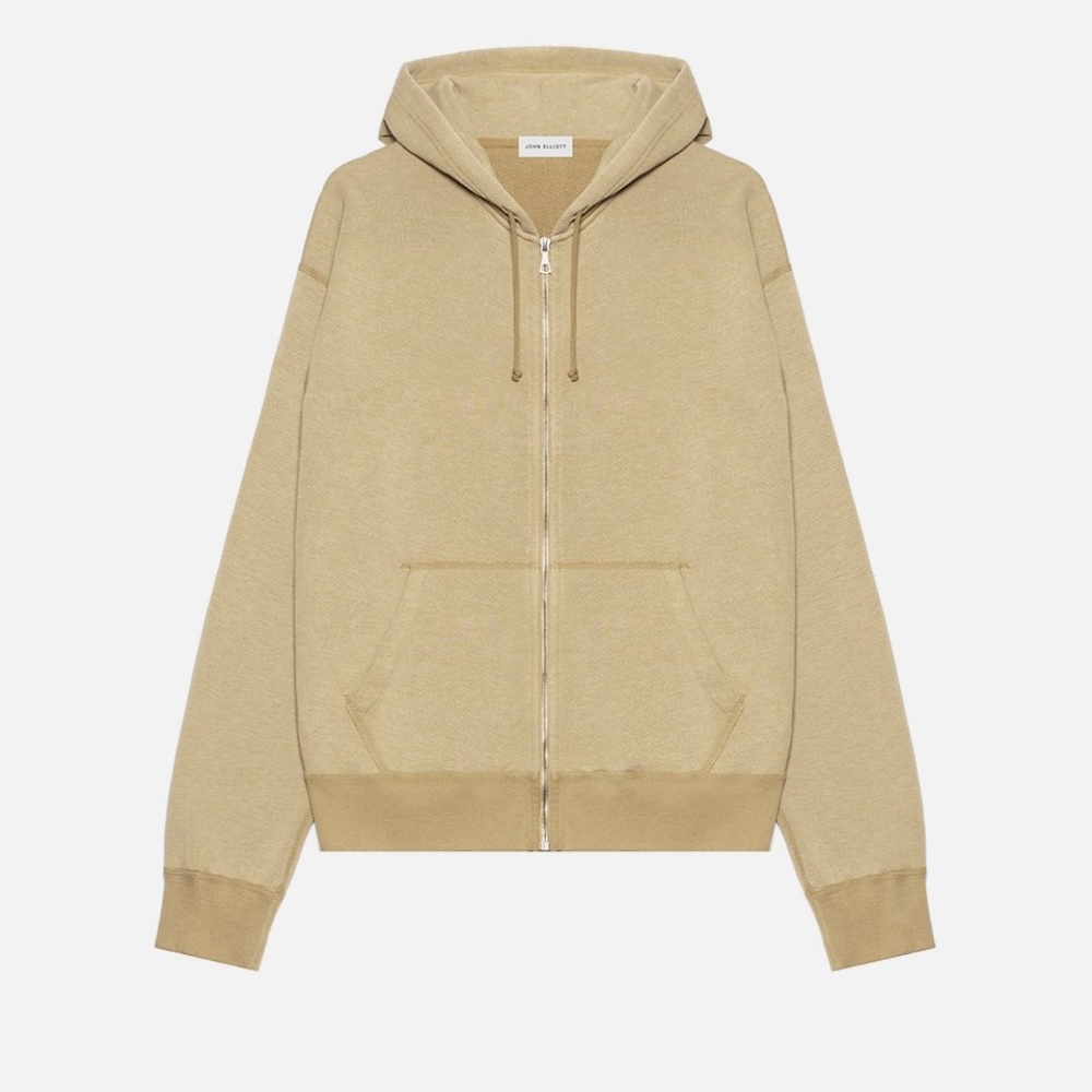 JOHN ELLIOTT VINTAGE ZIPUP FLEECE CAMEL SWEATSHIRT